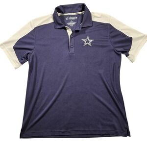 Dallas Cowboys Shirt Mens Large Blue White NFL Football Polo‎ Short Sleeve